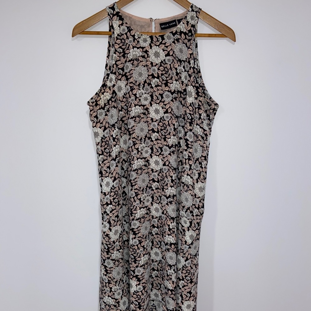 Belle Vere Black and Pink Floral Racerback Dress